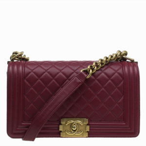 Chanel Red Quilted Leather Medium Boy Bag