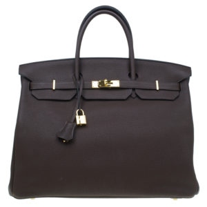 Hermes Choco Brown Togo Leather Gold Hardware Birkin 40 Bag