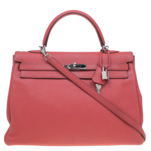 Hermes Crevette Pink Clemence Palladium Hardware Kelly Retourne 35 Bag